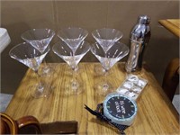 Martini glasses, shaker and more