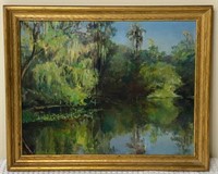 Bayou/Swamp Landscape Acrylic Painting Signed