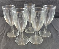 5 Etched Cordial Glasses