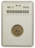 ANACS MS-62 1862 Indian Cent