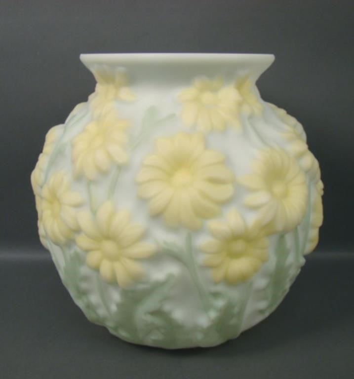 Phoenix Yellow/ Green on Satin MG #2791 Daisy Vase