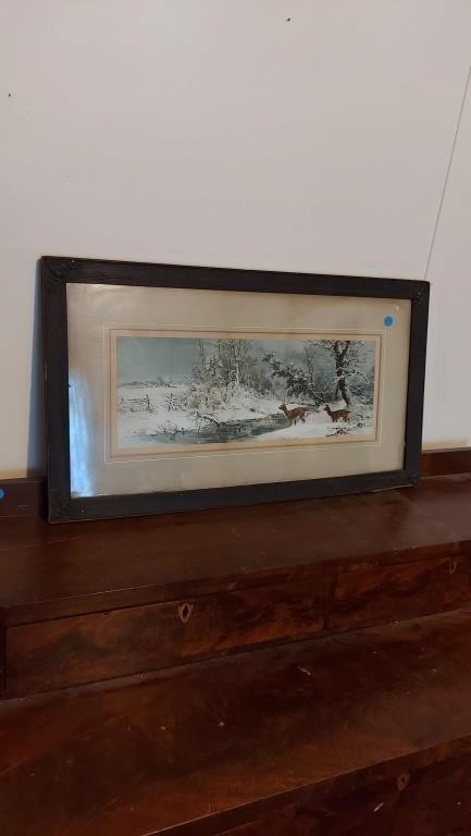 Vintage framed deer print