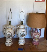 27” Victorian porcelain lamps