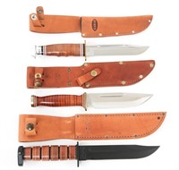 ONTARIO KNIFE CO. & KABAR SHEATH KNIVES LOT OF 3