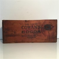 COWAN'S COCOA ADVERTISING WOODEN CRATE