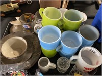 Assortment of mugs and china.