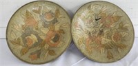Pair of Gorgeous Hand Painted Brass Bowls