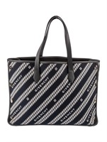 Givenchy Blue Canvas Striped Suede Open Top Tote
