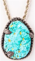 Jewelry Sterling Silver Huge Turquoise Necklace
