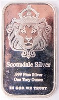 Coin .999 Fine Silver Bar Scottsdale Silver