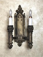 Pair-Vintage Gothic Revival Electric Wall Sconces