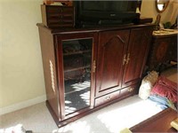 Wood entertainment center cherry finish with sony