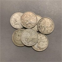 (7) 1939 Canada 25 Cent Pieces-Loose