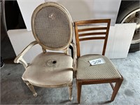 Caned Back White Chair/Padded Seat Chair