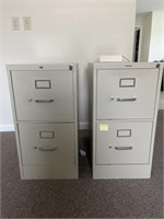 Pair of 2 drawer metal filing cabinets
