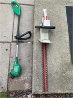 Working electric hedge trimmer weed wacker