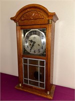 D & A Quartz Chime Wall Clock w Leaded Glass