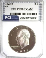 1973-S CN Ike PR70 DCAM LISTS $3700