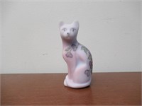 Fenton Hand Painted Flowered Cat Figurine