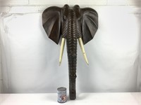 [V] Sculpture de tête d'éléphant Africain en bois