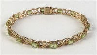 Baith 10K Gold Bracelet with Green Stones
