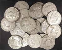 (20) MIXED DATES FRANKLIN HALF DOLLARS