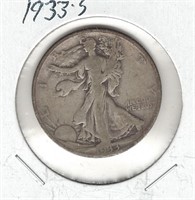 1933-S Silver U.S. Walking Liberty Half Dollar