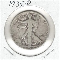1935-D Silver U.S. Walking Liberty Half Dollar