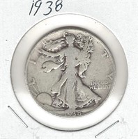 1938 Silver U.S. Walking Liberty Half Dollar