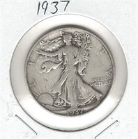 1937 Silver U.S. Walking Liberty Half Dollar