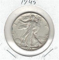 1945 Silver U.S. Walking Liberty Half Dollar