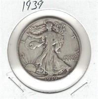 1939 Silver U.S. Walking Liberty Half Dollar