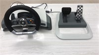 Xbox 360 steering wheel and footpedal accessories