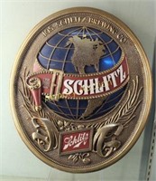 1977 3-D GLOBE PLASTIC SCHLITZ BEER SIGN 18"