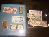 FOREIGN AND DOMESTIC FRAMED CURRENCY