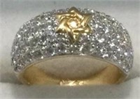 18K Gold and Sterling 2ct Designer Ring