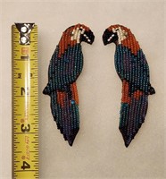 1980s Mary B Hetz CA Designer Parrot Clip Earrings