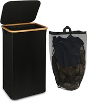 100L Laundry Basket with Lid  Bamboo Handles