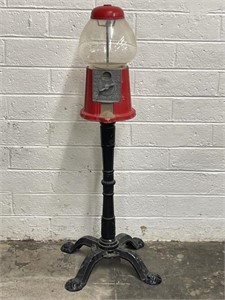 Vintage Red Gumball Machine With Stand