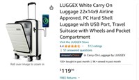 LUGGEX White Carry On Luggage