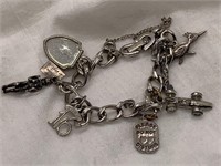 Monet Charm Bracelet w/Some Sterling Silver Charms