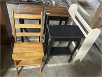 3 Stands, Chair/Step-Ladder, Quilt Rack.