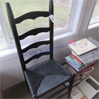 TALL BACK CHAIR W/WICKER SEAT- COLOR BLACK