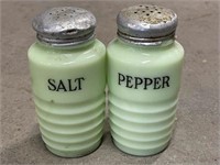 Green Salt and Pepper Shakers