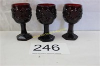Avon 1876 Cape Cod Ruby Red Wine Goblets (3)