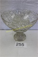 EAPG Crystal Glass Punch Bowl & Stand - (4) Cups