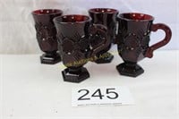 Avon 1876 Cape Cod Ruby Red Footed Pedestal Mugs (