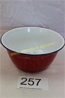 Red/White Enamelware Popcorn Bowl