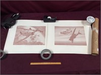2 World War II Corsair Dogfight Etchings