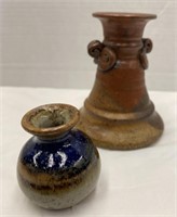 2 Small Pottery Vases